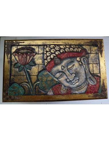 Baule cassapanca in legno di albesia con volto...