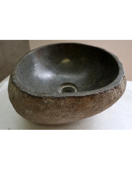 Piccolo Lavandino pietra di fiume cm 32x30x15 river stone sasso lavabo sink bagno lav n 49