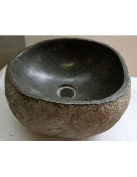Piccolo Lavandino pietra di fiume cm 32x30x15 river stone sasso lavabo sink bagno lav n 49