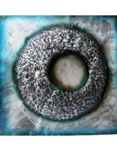 quadro dipinto in metallo a rilievo inciso cm 100x100...