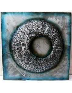 quadro dipinto in metallo a rilievo inciso cm 100x100... 2