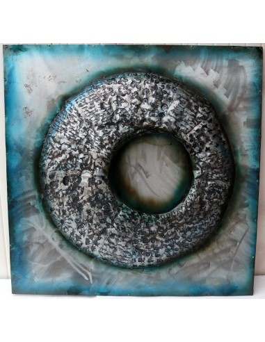 quadro dipinto in metallo a rilievo inciso cm...