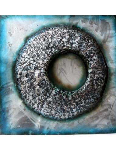 quadro dipinto in metallo a rilievo inciso cm...