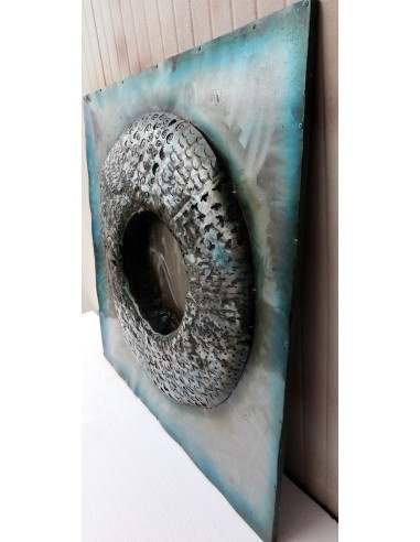 quadro dipinto in metallo a rilievo inciso cm...