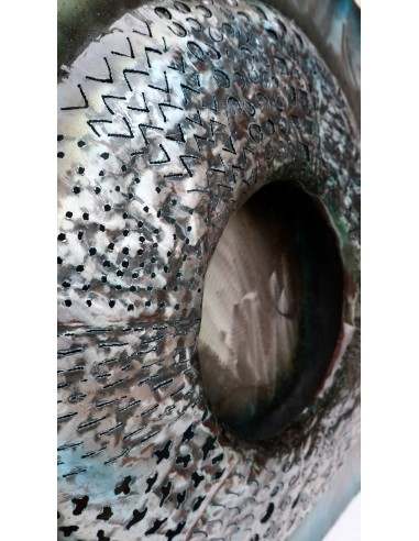 quadro dipinto in metallo a rilievo inciso cm...