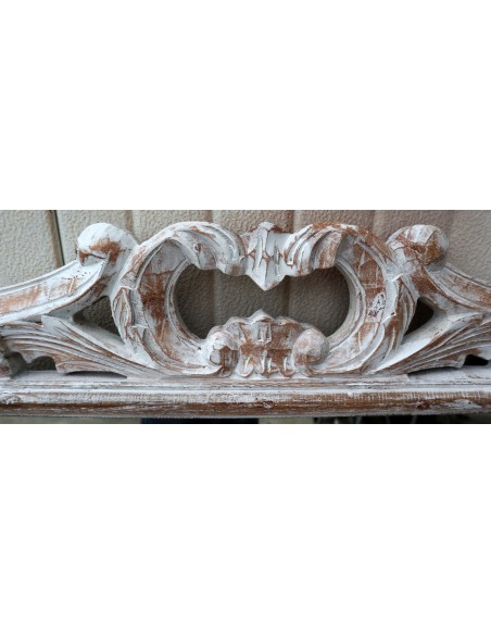Specchio barocco in legno intarsiato cm 120x80 bianco decapato mod. Hollywood