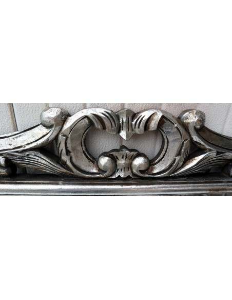 Specchio barocco in legno intarsiato cm 120x80 argento anticato mod. Hollywood