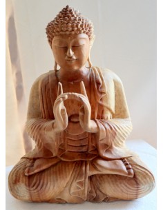 Buddha scultura il legno massello noce indiano o suar cm...