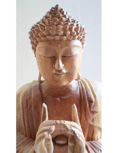 Buddha scultura il legno massello noce indiano...