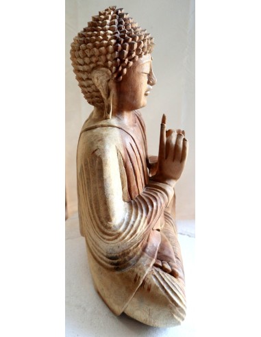 Buddha scultura il legno massello noce indiano...