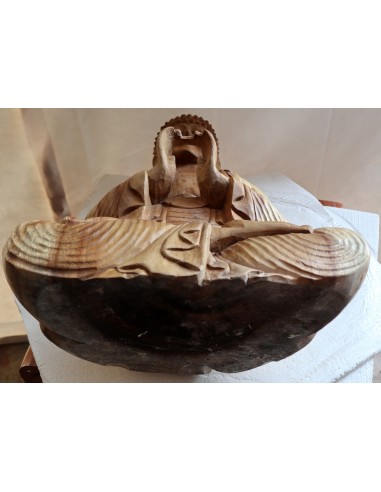 Buddha scultura il legno massello noce indiano...