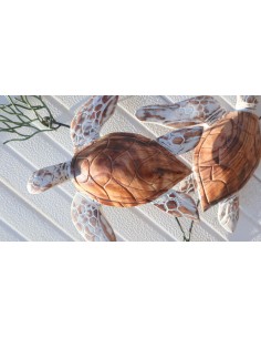 Pannello in metallo con tartarughe marine in legno... 2