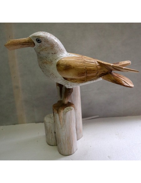 Scultura di Gabbiano in legno da cm 22x17x51 gabbiano dipinto