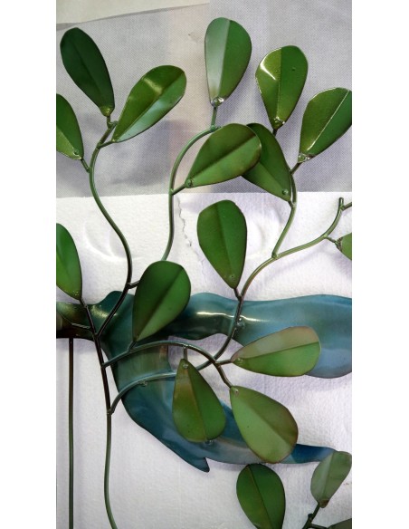 Pannello in metallo con fenicottero in legno creato e colorato mano cm 35x10x82 dipinto realizzate artigianale