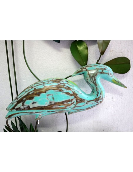 Pannello in metallo con fenicottero in legno creato e colorato mano cm 35x10x82 dipinto realizzate artigianale