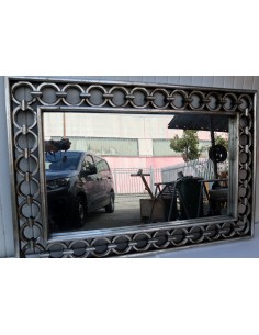 Specchio in legno intarsiato con cerchi cm 120x80...