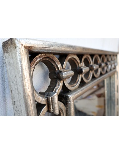 Specchio in legno intarsiato con cerchi cm...