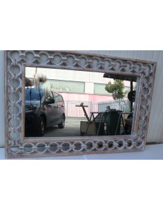 Specchio in legno intarsiato con cerchi cm 120x80...
