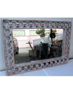 Specchio in legno intarsiato con cerchi cm 120x80... 2