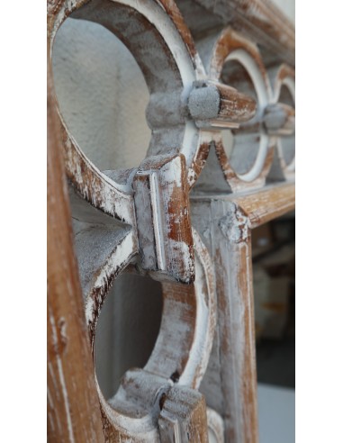 Specchio in legno intarsiato con cerchi cm...