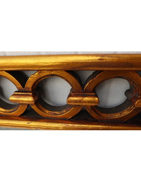 Specchio in legno intarsiato con cerchi cm 120x80 oro anticato mod. Eiffel