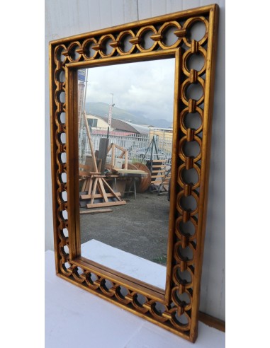 Specchio in legno intarsiato con cerchi cm...