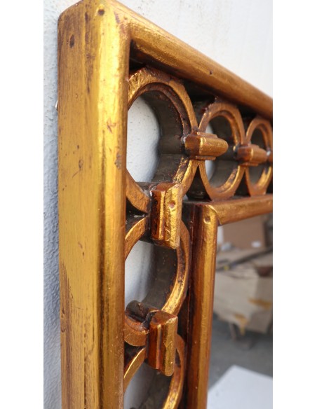 Specchio in legno intarsiato con cerchi cm 120x80 oro anticato mod. Eiffel