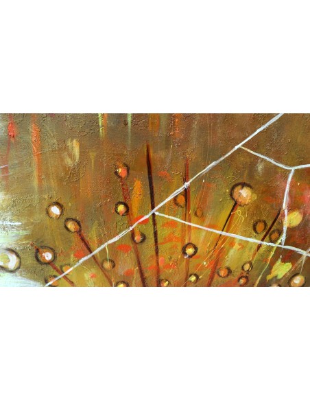 Quadro dipinto floreale astratto oro cm 150x70 moderno tela pannello