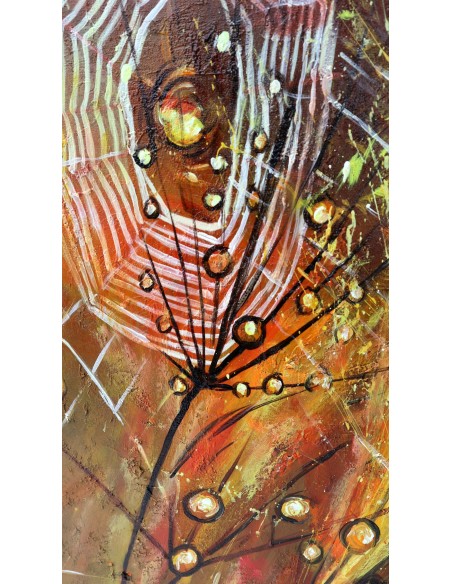 Quadro dipinto floreale astratto oro cm 150x70 moderno tela pannello