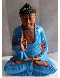 Buddha scultura il legno massello noce indiano o suar cm...