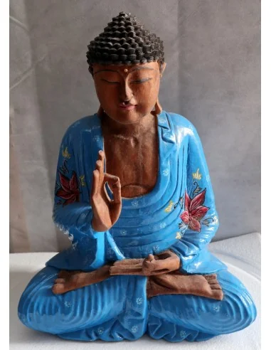 Buddha scultura il legno massello noce indiano...