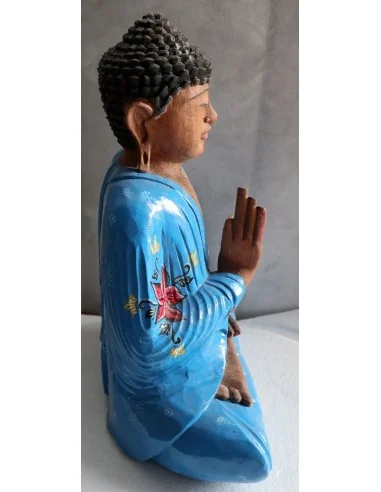 Buddha scultura il legno massello noce indiano...