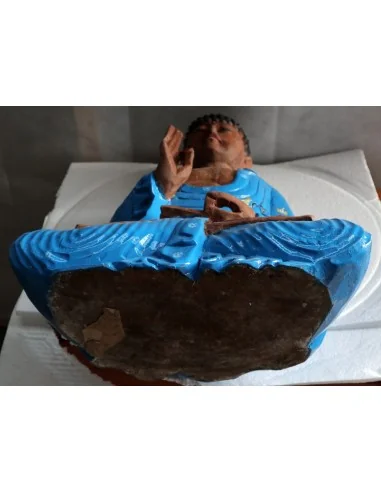 Buddha scultura il legno massello noce indiano...