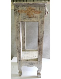 Alzata comodino in legno color bianco decapato con...