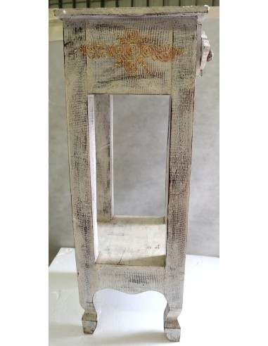 Alzata comodino in legno color bianco decapato...