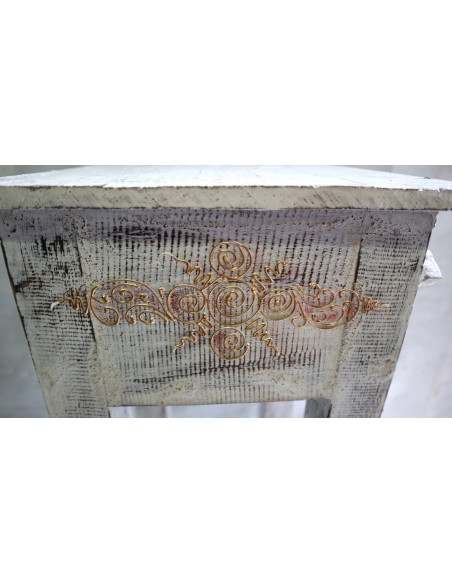 Alzata comodino in legno color bianco decapato con cassetto cm 30x30x80h