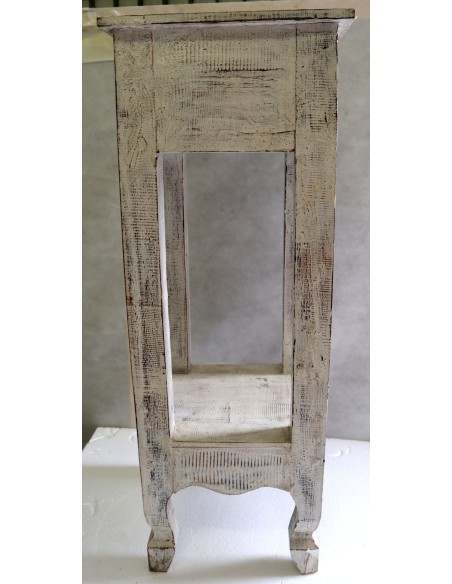 Alzata comodino in legno color bianco decapato con cassetto cm 30x30x80h