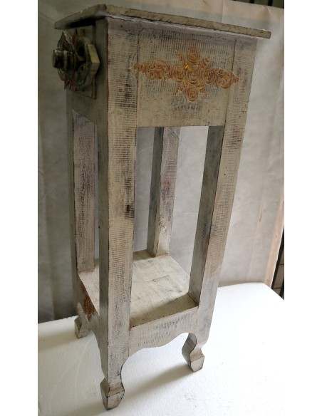 Alzata comodino in legno color bianco decapato con cassetto cm 30x30x80h