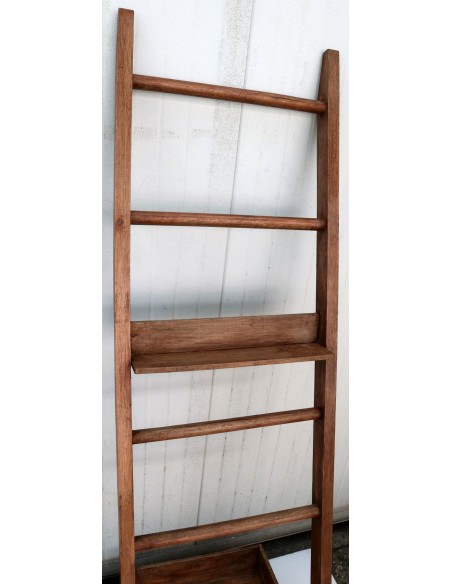 Scala contenitore in legno di teak naturale cm 50x5x180h bagno toilette