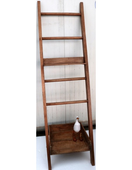 Scala contenitore in legno di teak naturale cm 50x5x180h bagno toilette