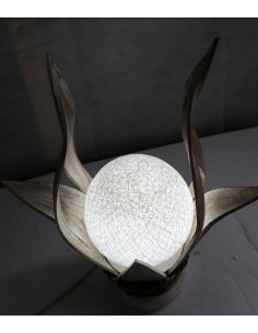 Lampada abatjour in cocco con sfera di cotone bianca cm... 2