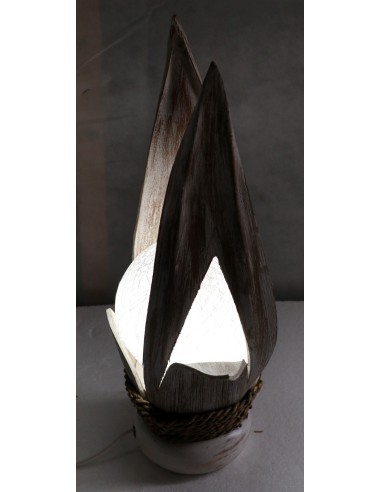 Lampada abatjour in cocco con sfera di cotone...