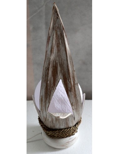 Lampada abatjour in cocco con sfera di cotone...