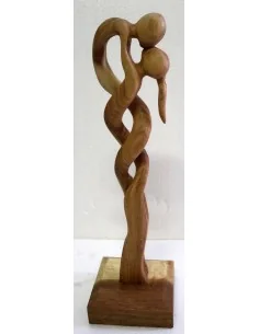 Statua di Amanti bacio scultura il legno massello noce...