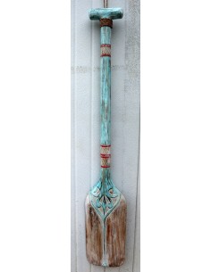 Remo Pagaia d'arredo in legno inciso e dipinto a mano cm...