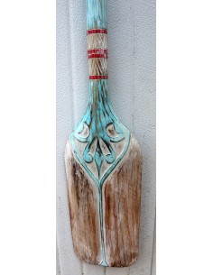 Remo Pagaia d'arredo in legno inciso e dipinto a mano cm... 2