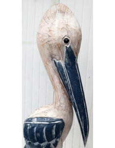 Scultura di un Pellicano in legno da cm 30x32x120h bianco... 2