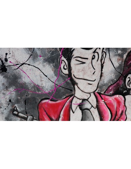 Quadro Lupin III cm 150x70 con Margot Fujiko tela letto pop art moderno arredo