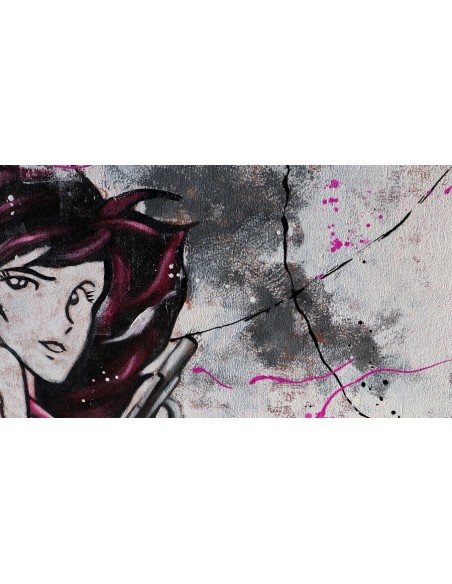 Quadro Lupin III cm 150x70 con Margot Fujiko tela letto pop art moderno arredo