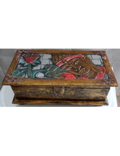 Baule cassapanca in legno di Albesia con volto di Buddha... 2